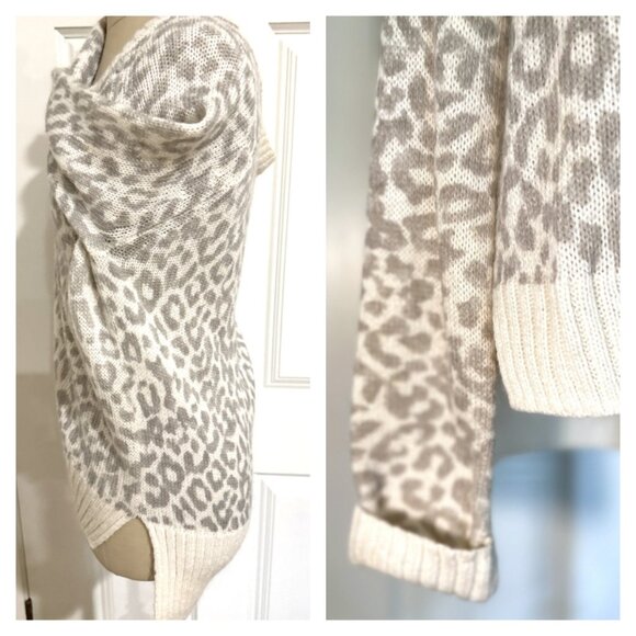 Moda International Animal Print Off Shoulder Sweater M Womens Wool Mohair Y2K - Picture 3 of 7